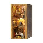illuminated-miniature-bookstore-scene-for-shelf-decor illuminated miniature bookstore scene for shelf decor with warm white LED strip