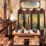 illuminated-miniature-chinese-architectural-book-nook Illuminated miniature Chinese architectural book nook with amber LED glow