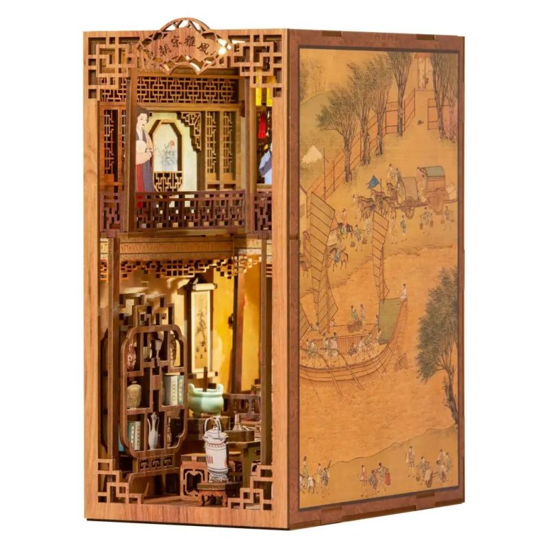 intricate-chinese-song-dynasty-miniature-room-scene Intricate Chinese Song Dynasty miniature room scene with carved lattice