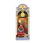 intricate-miniature-diorama-recreating-a-vintage-locomotive-and-portal-motif Completed miniature diorama with vintage locomotive receding into shadowed portal