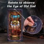 led-illuminated-book-nook-with-occult-eye-detail LED-compatible illuminated book nook with occult carved eye and shadowed alcoves