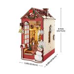 LED illuminated holiday book nook for shelves with warm white accent lighting