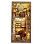 magical-apothecary-book-nook Magical apothecary book nook glowing amber LED between bookshelf volumes