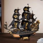 majestic-seahorse-barque-wooden-three-dimensional-sailing-ship-model Majestic triple-masted barque wooden sailing ship model with sculpted golden crest detail