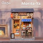 mini shop diorama with traditional paper lanterns