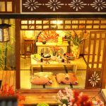 Yaquan Court miniature dollhouse kit featuring vintage-style miniature furniture