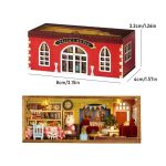 Miniature furniture set included in wooden dollhouse kit