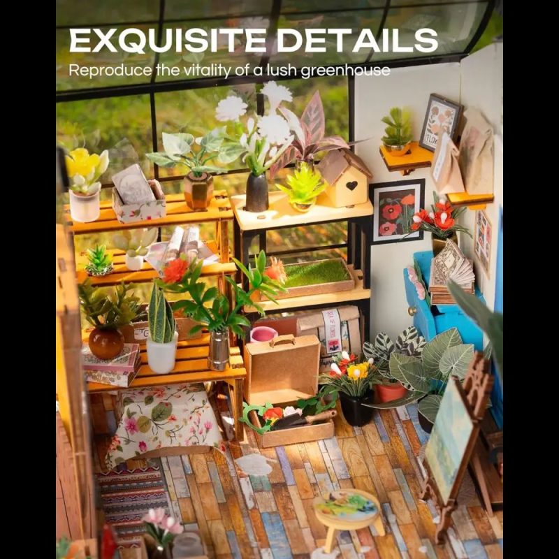 miniature-greenhouse-diy-craft-kit-for-indoor-plants Miniature greenhouse DIY craft kit with indoor plant props and wooden frame