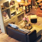 miniature-interior-decorating-craft-project Miniature interior scene with tiny furniture and decorative accessories
