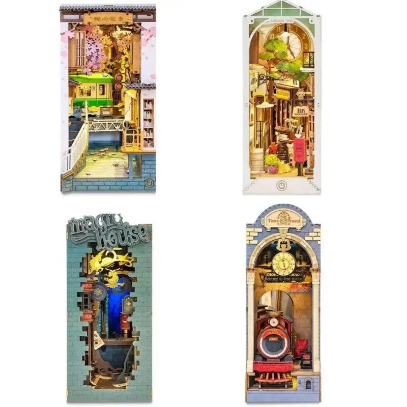 miniature-japanese-alley-book-nook-scene Miniature Japanese alley book nook scene showing layered depth and details