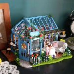miniature-tea-room-dollhouse-kit DIY miniature tea room dollhouse kit with furniture and tea set