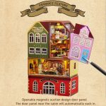 Miniature wooden bedroom set for dollhouse