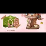 Miniature wooden cottage with cherry blossoms 3D puzzle completed