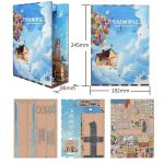 miniature-wooden-diorama-for-bookshelf-travel-decor Miniature wooden diorama for bookshelf travel decor nestled between books on shelf