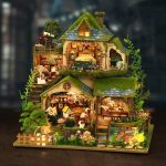 miniature-wooden-garden-house-craft-kit-with-battery-powered-lights Miniature wooden garden house craft kit with battery-powered warm lights