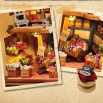 Miniature wooden kitchen set for dollhouse