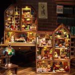Miniature wooden nursery set for dollhouse