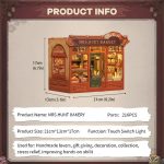 mrs-hunt-inspired-diy-book-nook-miniature-bakery-scene Mrs Hunt inspired DIY book nook showing resin pastries and storefront facade detail