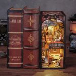 mystery-train-illuminated-book-nook-scene mystery train illuminated book nook scene with warm LED amber glow