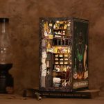 mystical-pharmacist-miniature-bookshelf-display Mystical pharmacist miniature bookshelf display with fantasy apothecary details