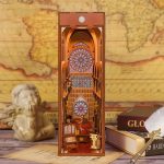 notre-dame-miniature-book-nook-diorama Notre-Dame miniature book nook diorama with LED glow on shelf