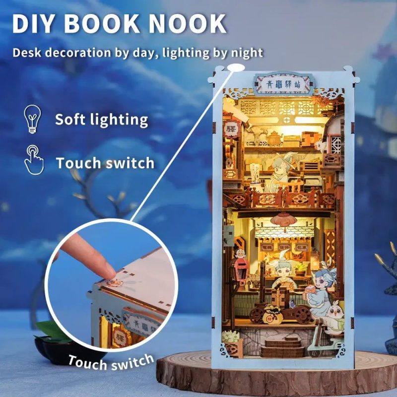 Phoenix lodge themed DIY book nook diorama with layered scenic panels assembled