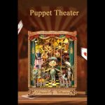 pocket-sized-puppet-theater-for-bookshelf-decoration Pocket-sized puppet theater for bookshelf decoration with working curtain