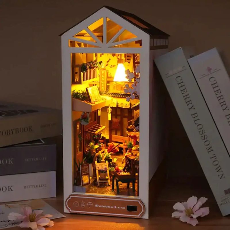 rainbow-love-book-nook-kit Rainbow Love Book Nook Kit: handcrafted heart-shaped diorama with warm LED light