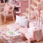 relaxing-miniature-hobby-house-with-furnishings Relaxing miniature hobby house with painted furniture and interior furnishings detail