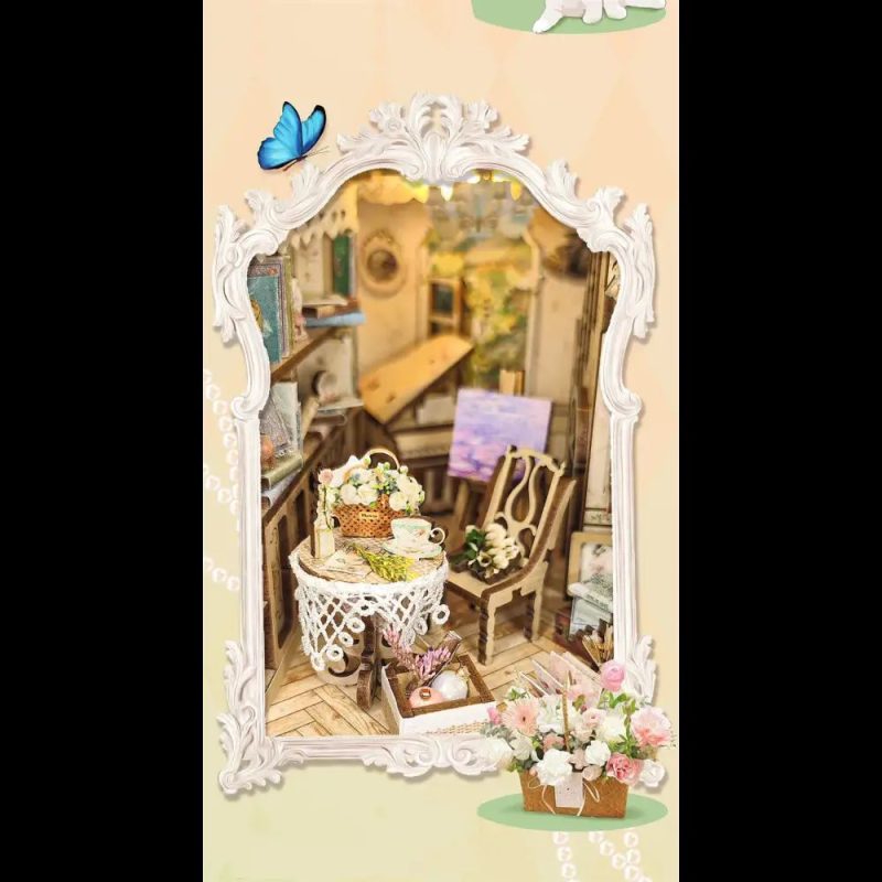 rustic-book-nook-scene-with-lantern-and-fence Rustic book nook scene with lantern and fence detail, USB LED lit