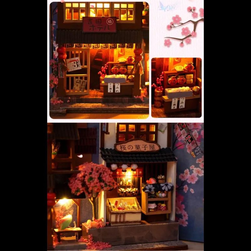 sakura-lantern-lined-alleyway-miniature-craft-display Sakura lantern lined alleyway miniature craft display