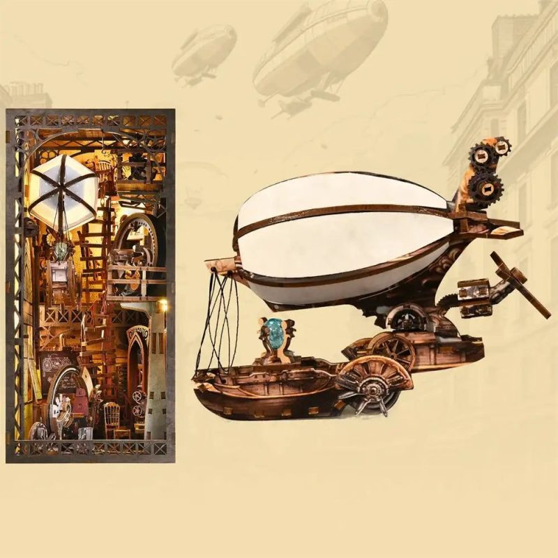 scale-model-book-nook-for-home-decor-shelf Scale model steampunk book nook for home decor shelf, handcrafted diorama