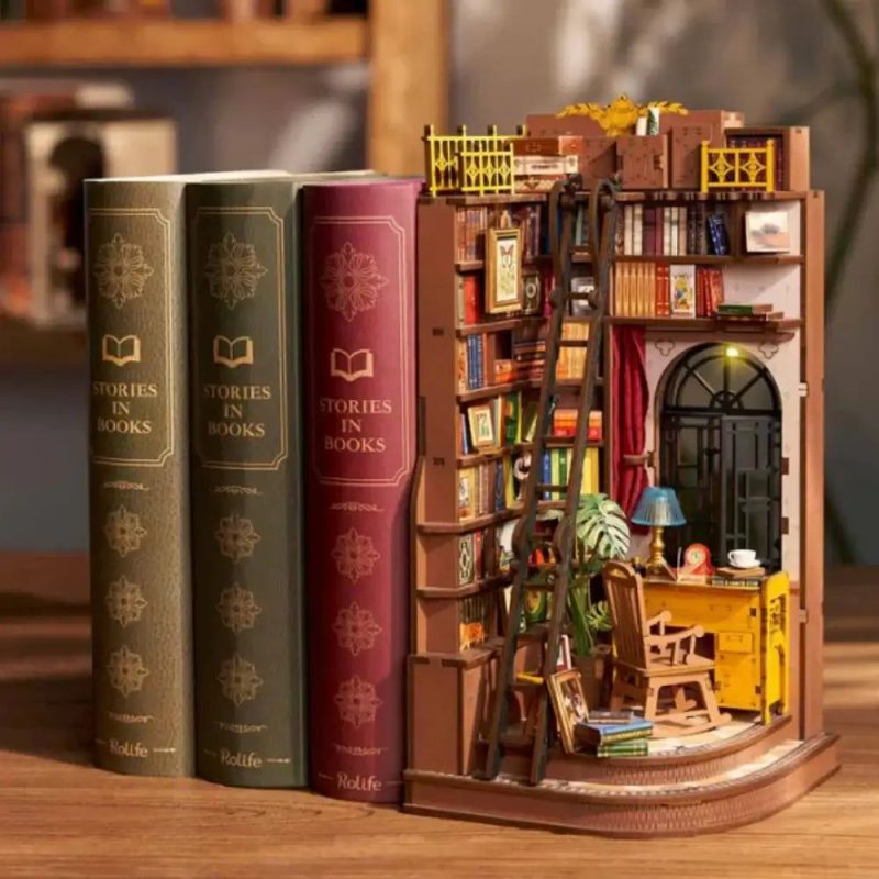 silent-corner-study-diy-book-nook-kit Silent Corner Study DIY book nook kit with warm LED lighting and vintage study scene