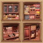 tabletop-book-nook-model-with-illuminated-coffee-shop-windows tabletop book nook model with illuminated coffee shop windows