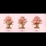 Tabletop sakura tree house craft kit displayed as desk ornament