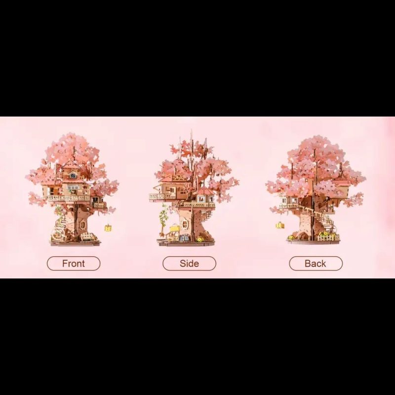 Tabletop sakura tree house craft kit displayed as desk ornament