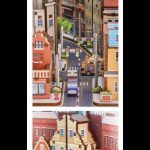 tabletop-wooden-book-nook-with-global-travel-motifs Tabletop wooden book nook with global travel motifs, shelf-ready display dimensions