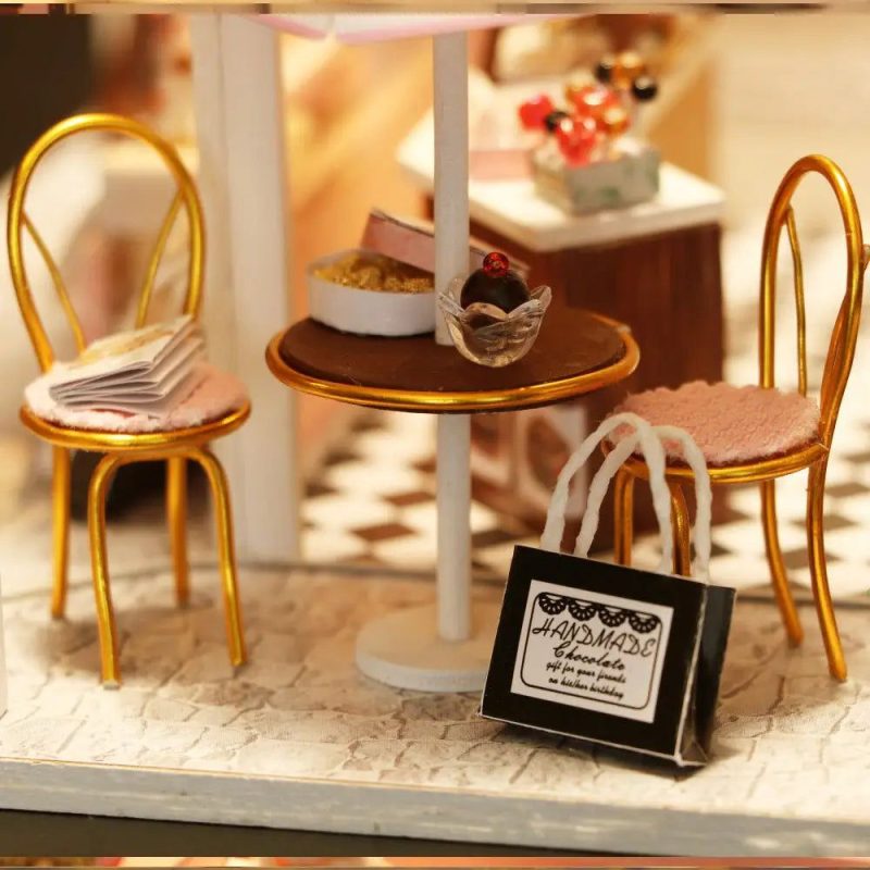 tiny-handcrafted-dollhouse-furniture-set Tiny handcrafted wooden furniture set for miniature chocolate shop kit