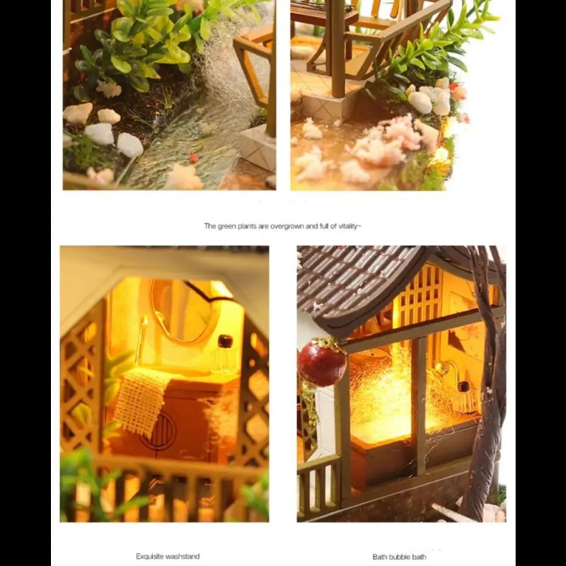 traditional-japanese-inspired-miniature-sand-garden Traditional Japanese inspired miniature sand garden with overhanging eaves detail