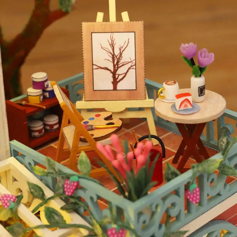 tropical-resort-model-kit-with-lush-foliage-and-tiny-accessories Tropical resort miniature kit with lush foliage canopy and accessories included