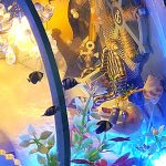 underwater-themed-miniature-house-diorama-for-crafting Underwater-themed teal miniature diorama kit for crafting, displaying handcrafted details and coastal design elements