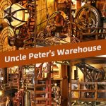 vintage-style-miniature-warehouse-scene-kit Vintage steampunk miniature warehouse scene kit with aged brass and natural wood