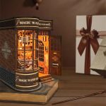 vintage-wizard-shop-miniature-diorama Vintage wizard shop miniature diorama with curved window and amber lighting