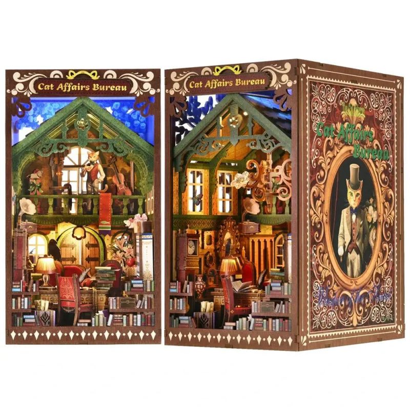 whimsical-feline-book-nook-scene-for-study Whimsical feline book nook scene for study