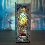 whimsical-wonderland-book-nook-scene Whimsical wonderland book nook scene with layered depth and shadowed paths between books