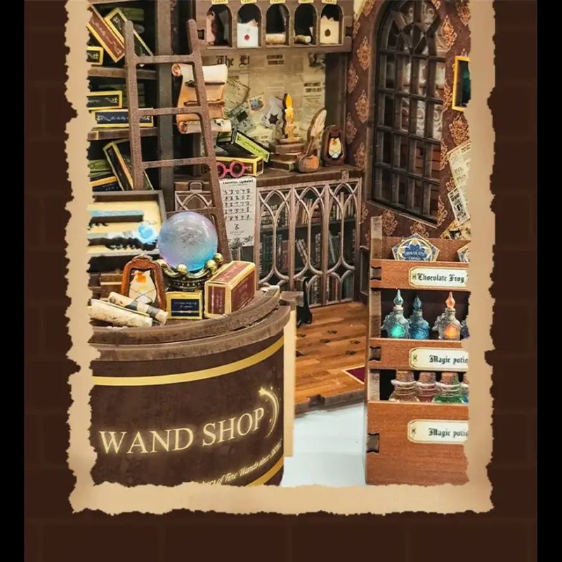 wizard-themed-bookshelf-miniature-craft Wizard themed bookshelf miniature craft