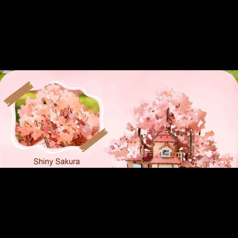 wooden assembly kit for a cherry blossom miniature