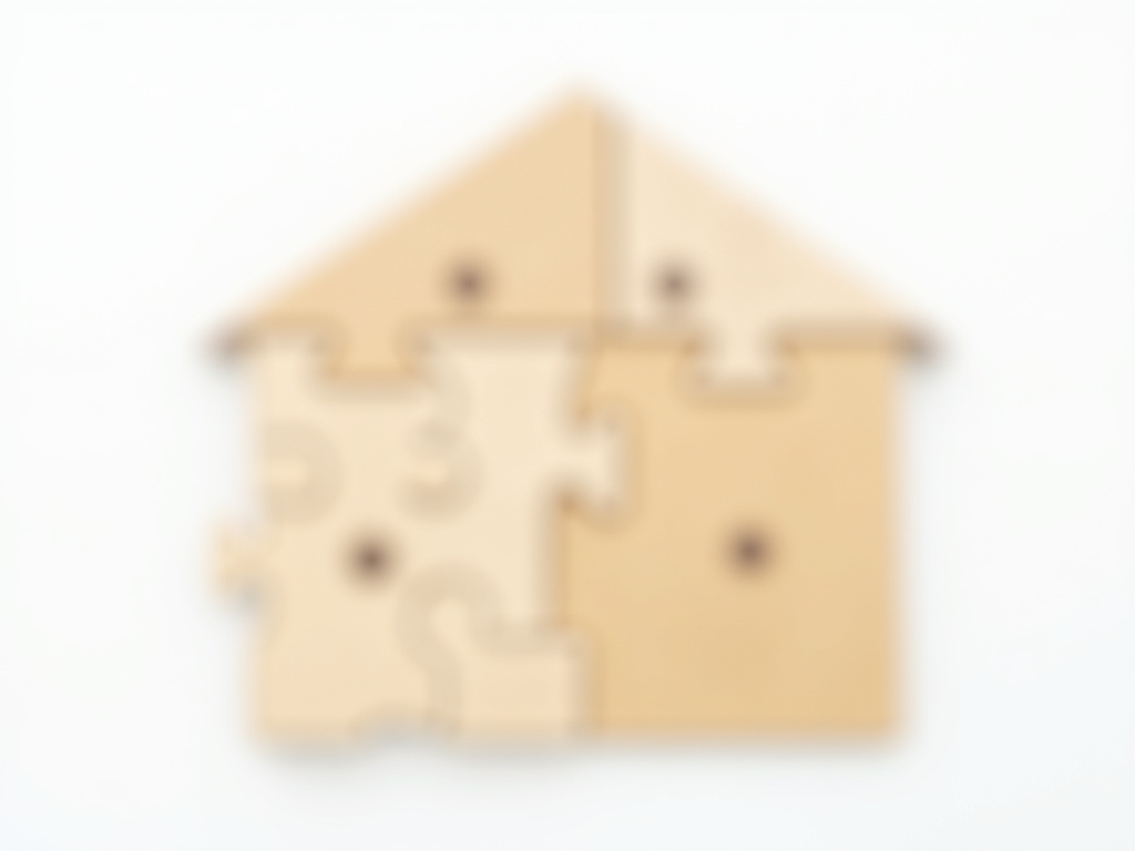3D wooden puzzle miniature house kit with interlocking tab-and-slot laser-cut plywood pieces
