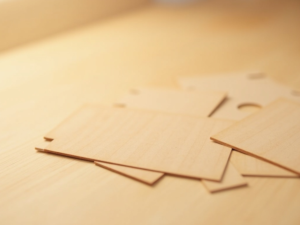 Laser-cut wooden panels for an adult miniature house model kit showing natural wood grain