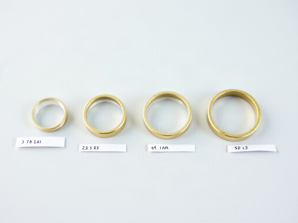 Four magnifying lamp lenses of increasing diopter power arranged from 3 to 10 diopter for miniature craft comparison